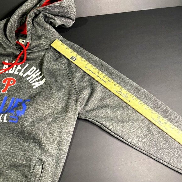 Philadelphia Phillies Fanatics Hoodie Gray Red Medium Baseball Fleece Pullover - Picture 8 of 9